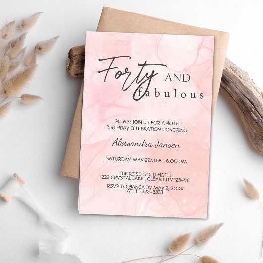 Eenvoudige 40 & Fabulous Roos Gold 40e Verjaardag Kaart