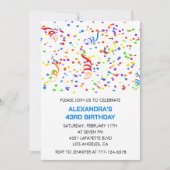 Eenvoudige 43e verjaardagsuitnodiging Confetti Rai Kaart (Voorkant)