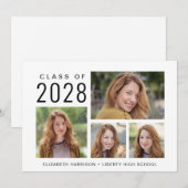 Eenvoudige 4 foto collage diploma uitnodiging (Voorkant / Achterkant)