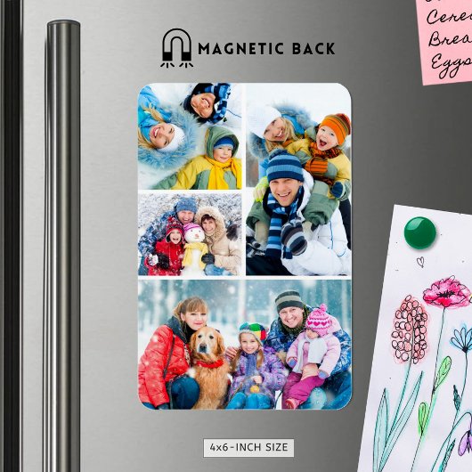 Eenvoudige 4 fotocollage magneet