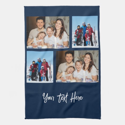 Eenvoudige 4 fotocollage | U kunt de achtergrond w Theedoek (Verticaal)