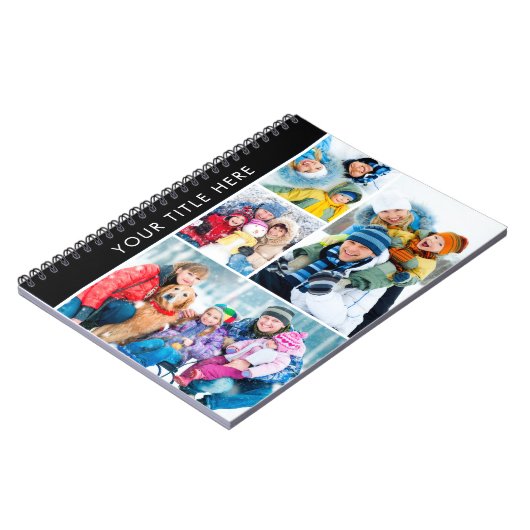 Eenvoudige 4 Photo Collage Gepersonaliseerde Aange Notitieboek (Linkerzijde)