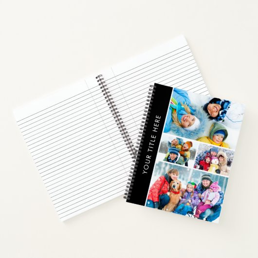 Eenvoudige 4 Photo Collage Gepersonaliseerde Aange Notitieboek (Binnen)