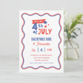 Eenvoudige 4th of July BBQ & Fireworks Party Kaart (Staand voorkant)