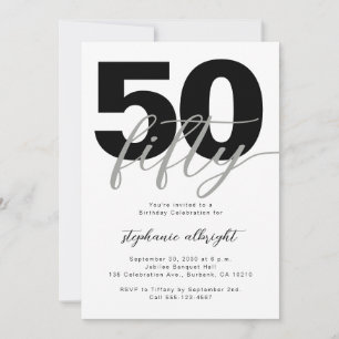 Eenvoudige 50 en Fabulous Script 50ste verjaardags Kaart