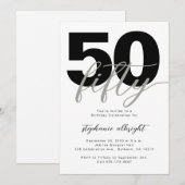 Eenvoudige 50 en Fabulous Script 50ste verjaardags Kaart (Voorkant / Achterkant)