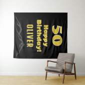 Eenvoudige 50e Happy Birthday Party-achtergrond Wandkleed (In Situ (horizontaal))