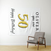 Eenvoudige 50e verjaardag Happy Birthday Party Ach Wandkleed (In Situ (horizontaal))