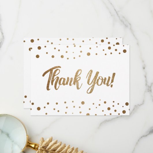 Eenvoudige 50e verjaardag van gouden confetti beda bedankkaart (Voorkant / Achterkant in situ)