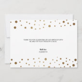 Eenvoudige 50e verjaardag van gouden confetti beda bedankkaart (Achterkant)