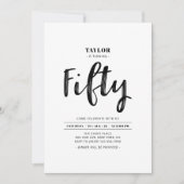 Eenvoudige 50e verjaardag van zwart-wit kaart (Voorkant)