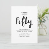 Eenvoudige 50e verjaardag van zwart-wit kaart (Staand voorkant)