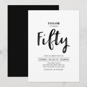 Eenvoudige 50e verjaardag van zwart-wit kaart (Voorkant / Achterkant)