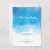 Eenvoudige 50e verjaardag Waterverf blauw Kaart (Voorkant)