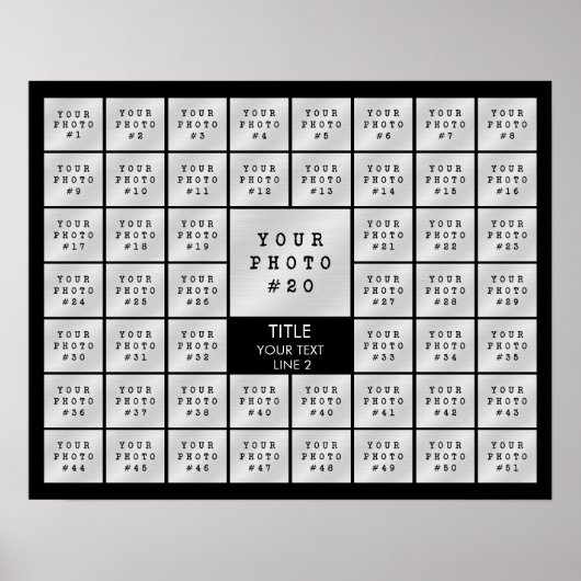 Eenvoudige 51 foto collage gepersonaliseerde aange poster (Voorkant)