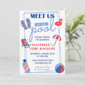 Eenvoudige 52e verjaardag uitnodigingen Pool Party (Staand voorkant)