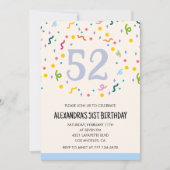 Eenvoudige 52e verjaardagsuitnodiging Confetti Mod Kaart (Voorkant)