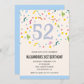 Eenvoudige 52e verjaardagsuitnodiging Confetti Mod Kaart (Voorkant / Achterkant)