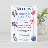 Eenvoudige 54e verjaardag uitnodigingen Pool Party (Staand voorkant)