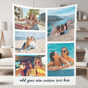 Eenvoudige 5 foto Collage Fleece Deken