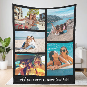 Eenvoudige 5 foto Collage Fleece Deken