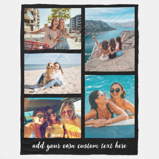 Eenvoudige 5 foto Collage Fleece Deken (Voorkant)