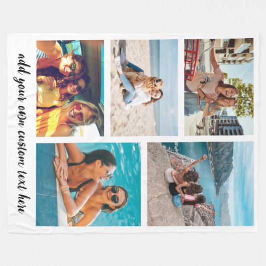 Eenvoudige 5 foto Collage Fleece Deken (Voorkant (Horizontaal))