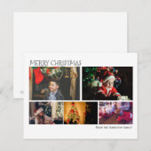 Eenvoudige 5-foto-inkuilkerst op maat briefkaart (Voorkant / Achterkant)