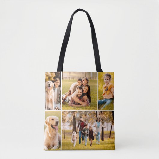 Eenvoudige 5 fotocollage tote bag (Voorkant)