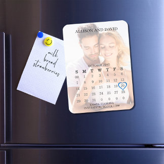 Eenvoudige 5-rij kalender foto bespaart de datum b magneet