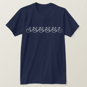 Eenvoudige 5 witte fietsen cool t-shirt
