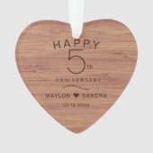 Eenvoudige 5e houten cadeau bruiloft Jubileum Orna Ornament (voorkant)