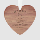 Eenvoudige 5e houten cadeau bruiloft Jubileum Orna Ornament (achterkant)