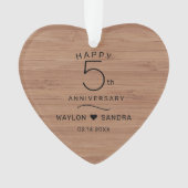 Eenvoudige 5e houten cadeau bruiloft Jubileum Ornament (voorkant)