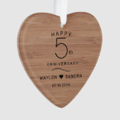 Eenvoudige 5e houten cadeau bruiloft Jubileum Ornament (voorkant)