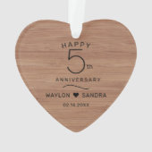 Eenvoudige 5e houten cadeau bruiloft Jubileum Ornament (achterkant)