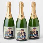 Eenvoudige 5e trouwdag Photo Wine Label Sparkling Wijnetiket (Flessen)