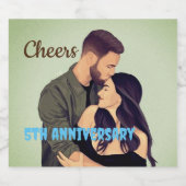 Eenvoudige 5e trouwdag Photo Wine Label Sparkling Wijnetiket (Enkel label)