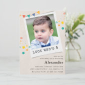 Eenvoudige 5e verjaardag uitnodigingen Boy Photo (Staand voorkant)