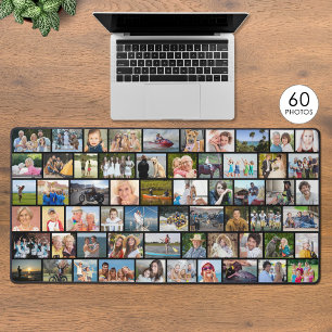 Eenvoudige 60 foto collage aangepaste kleur bureaumat