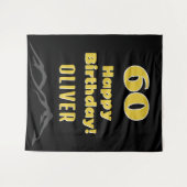 Eenvoudige 60e Happy Birthday Party Mountain Achte Wandkleed (Voorkant (horizontaal))