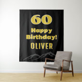 Eenvoudige 60e Happy Birthday Party Mountain Achte Wandkleed (In situ)