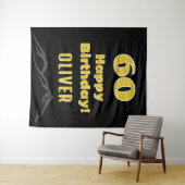 Eenvoudige 60e Happy Birthday Party Mountain Achte Wandkleed (In Situ (horizontaal))