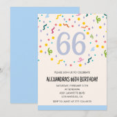 Eenvoudige 66e verjaardagsuitnodiging Confetti Mod Kaart (Voorkant / Achterkant)