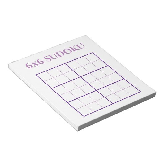 Eenvoudige 6 door 6 Paarse White Sudoku Grid Sjabl Notitieblok (Schuin)