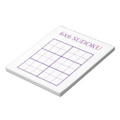 Eenvoudige 6 door 6 Paarse White Sudoku Grid Sjabl Notitieblok (Linkerzijde)