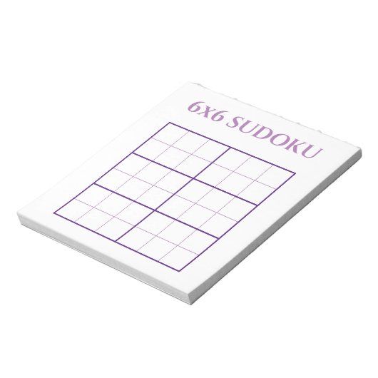 Eenvoudige 6 door 6 Paarse White Sudoku Grid Sjabl Notitieblok (Linkerzijde)