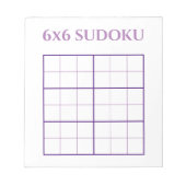 Eenvoudige 6 door 6 Paarse White Sudoku Grid Sjabl Notitieblok (Voorkant)