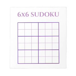 Eenvoudige 6 door 6 Paarse White Sudoku Grid Sjabl Notitieblok