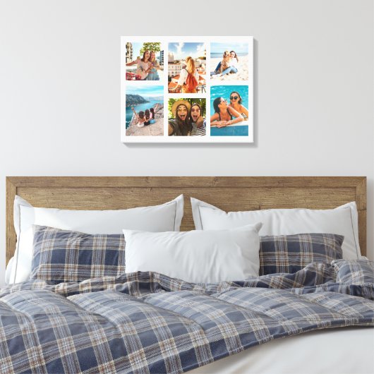 Eenvoudige 6 fotocollage canvas afdruk (Insitu (Slaapkamer))
